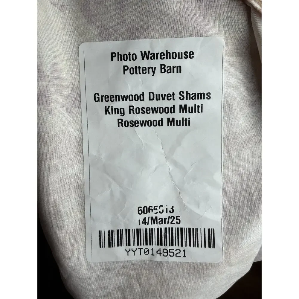 Pottery Barn Greenwood Rosewood Percale King 36